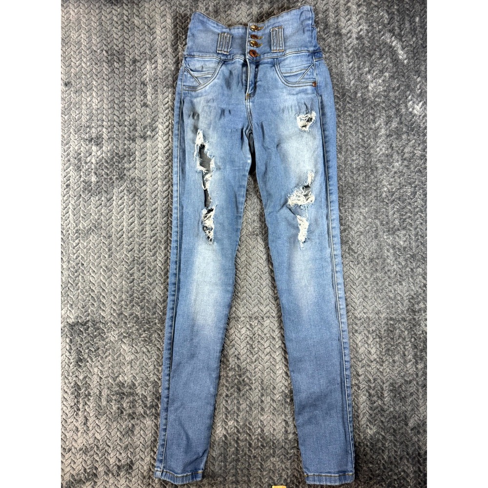 Gales‎ Jeans Womens 10 Blue Denim Cotton Stretch Distressed Casual Skinny Leg